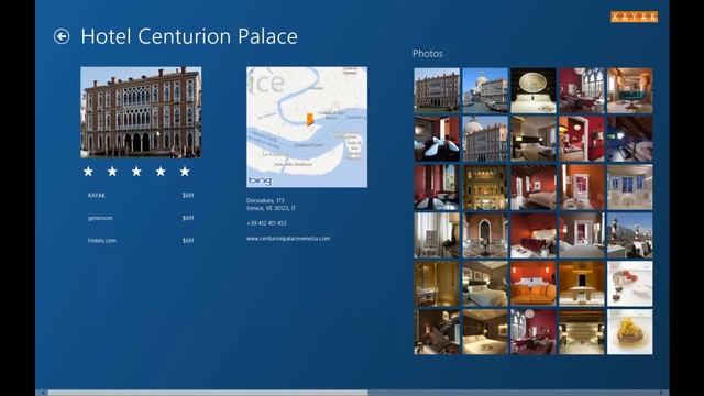 KAYAK Hotels - система бронирования отелей для Windows 8 Metro UI.