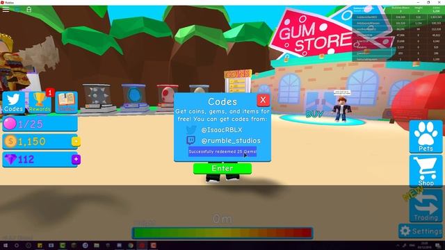 BUBBLE GUM SIMULATOR ALL SECRET CODES | UPDATE 2 | ROBLOX смотреть онлайн