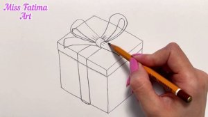 Как Нарисовать Подарочную Коробку | Очень Простой Новогодний Рисунок | Рождественский Подарок