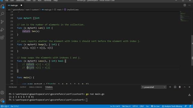 Custom Sort, sortSort() - Golang sort Package смотреть онлайн