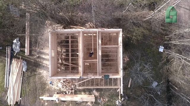 Строительство дома из профилированного бруса 200х150мм. Сруб 6х9м с террасой. смотреть онлайн