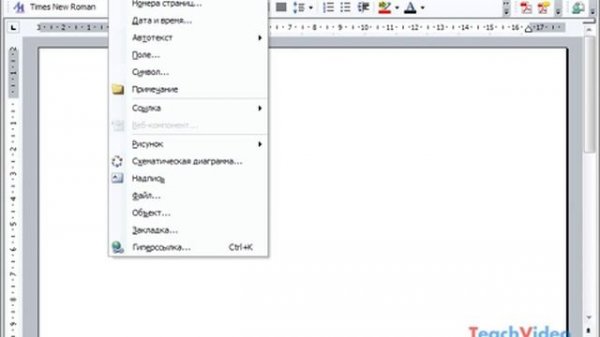Строка меню в Microsoft Word 2003 (2/49)