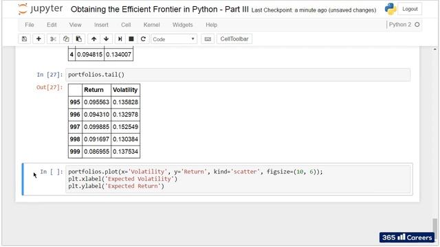Py 87 Obtaining the Efficient Frontier in Python Part III смотреть онлайн