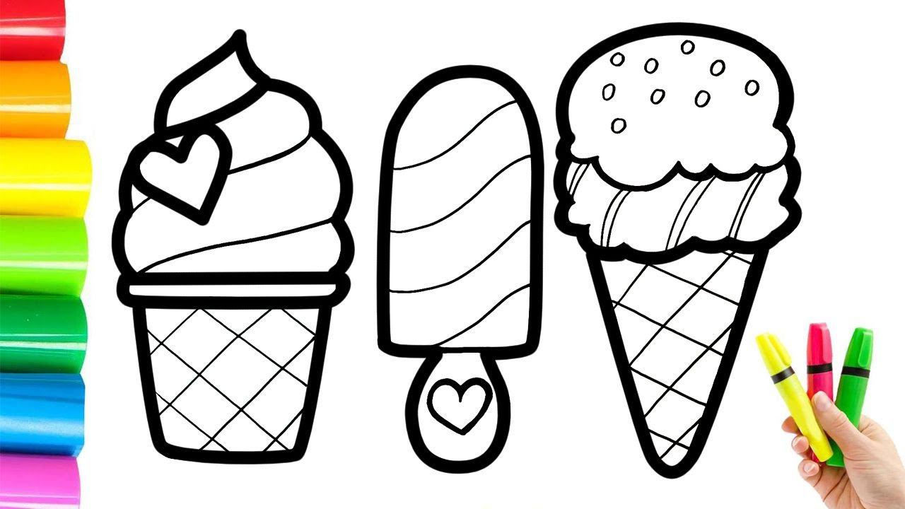 Cómo Dibujar Tres Helados Diferentes Para Niños/Cómo Dibujar Tres Helados Diferentes Para Niños