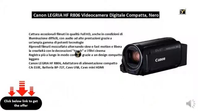 Canon LEGRIA HF R806 Videocamera Digitale Compatta, Nero смотреть онлайн