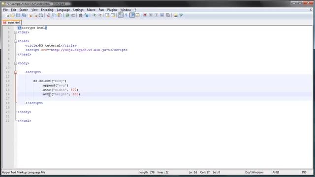D3.js tutorial - 3 - Basic SVG shapes смотреть онлайн