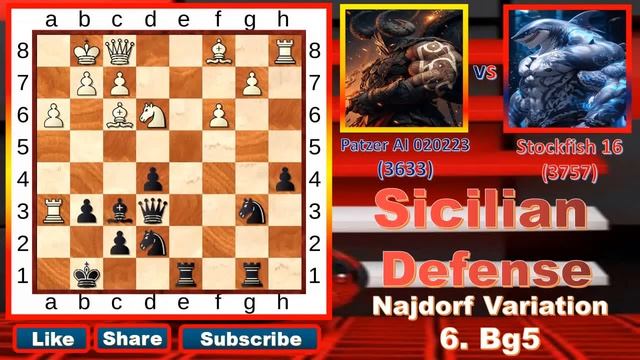 Patzer AI 020223 - Stockfish 16 (0-1) Sicilian Defense - Najdorf Variation 6. Bg5 смотреть онлайн