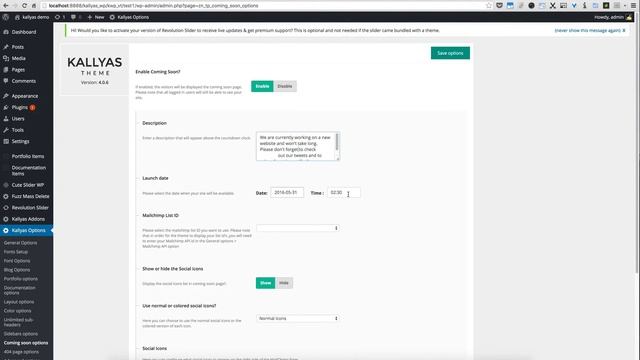 Coming soon options in Kallyas options ( Kallyas WordPress theme v4.0 ) смотреть онлайн