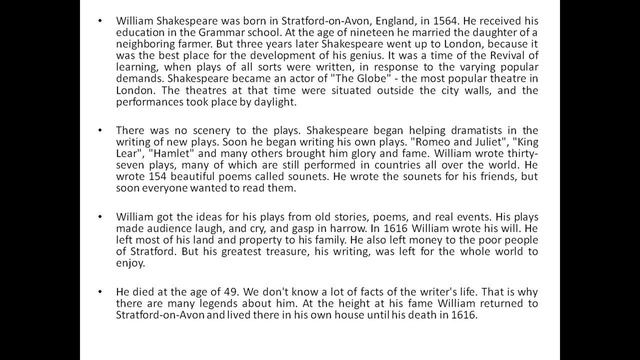 WILLIAM SHAKESPEARE. Уильям Шекспир смотреть онлайн