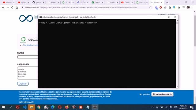 Python, Anaconda Instalar la librería Tkcalendar en conda prompt смотреть онлайн