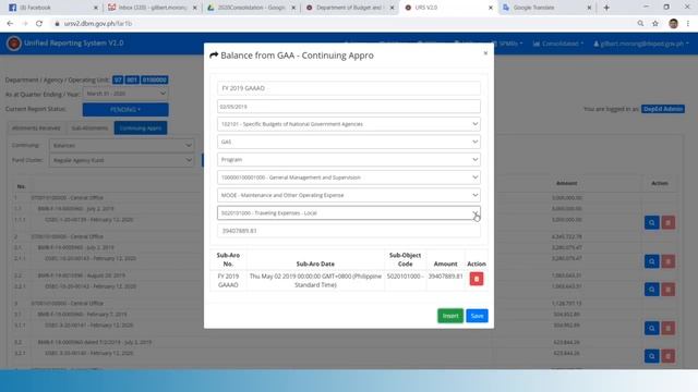 FAR - 1B ACTUAL ENCODING IN THE UNIFIED REPORTING SYSTEM (URS) OF THE DBM смотреть онлайн