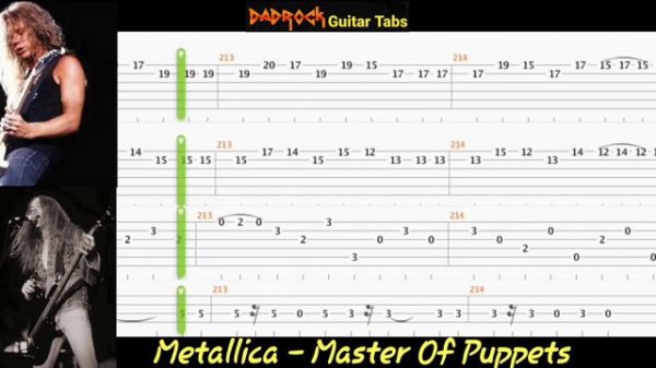Master Of Puppets - Metallica - Guitar + Bass Backing Track With TABS