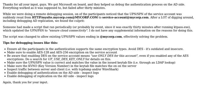 Kerberos service login only possible for 30 minutes after running ktpass.exe (2 Solutions!!) смотреть онлайн