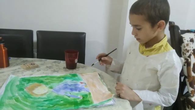 Тимур Тутум, 6 лет. Работа карандаш + акварель. Kuşadası смотреть онлайн