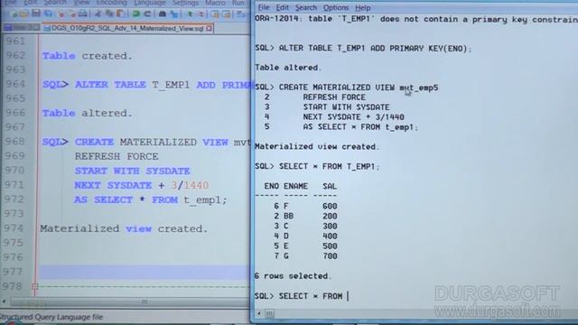 Oracle Tutorial || online training|Adv Sql | Materialized View Part - 4 by basha смотреть онлайн