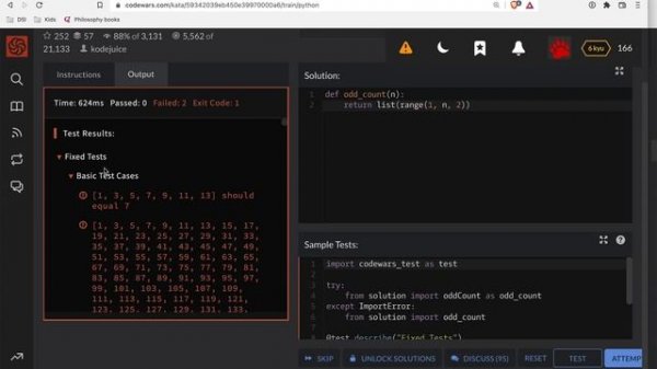 Codewars - Python - Count Odd Numbers Below N