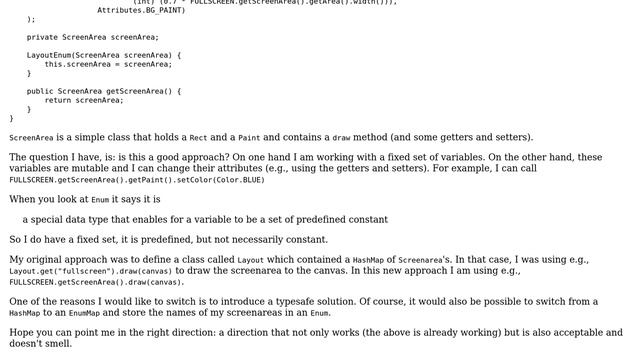 Code Review: Using Enum In Java To Store A Fixed Set Of Mutable Objects