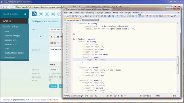 PHP Admin Panel - hashing смотреть онлайн