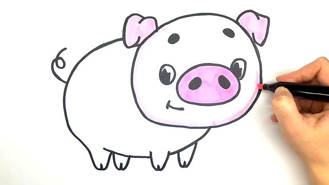 Как нарисовать маленькую СВИНЬЮ. Раскраска хрюша. Рисунки для малышей /РАСКРАСКИ РАЗВИВАШКИ/ смотреть онлайн
