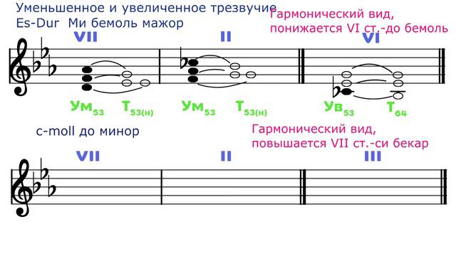Построение Ум53 / Ув53 - Es-Dur ---- c-moll смотреть онлайн