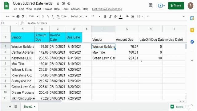 Google Sheets Query Subtract Date Fields смотреть онлайн