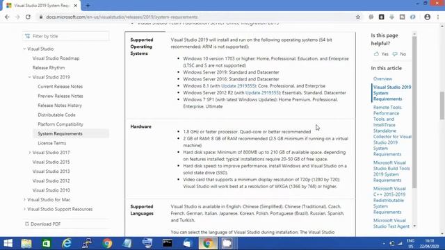 Visual Studio 2019 System Requirement смотреть онлайн