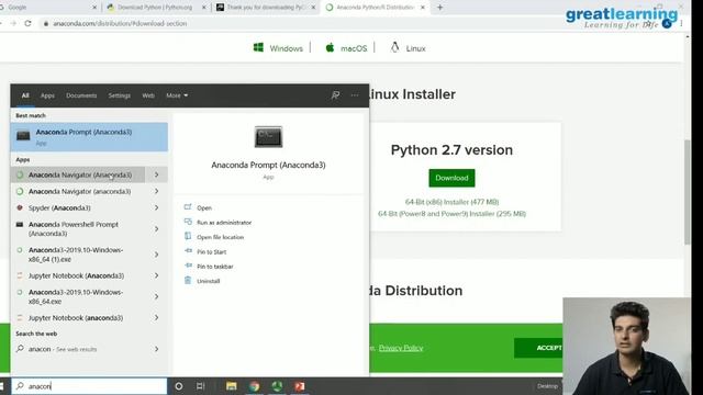 installing python & python IDE python programming in Hindi powered by great learning смотреть онлайн