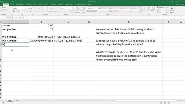 How to Calculate Probability Using t Distribution in Excel. [HD] смотреть онлайн