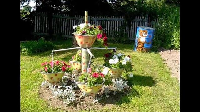 Красивые идеи для цветника своими руками Креативные контейнеры для цветов смотреть онлайн