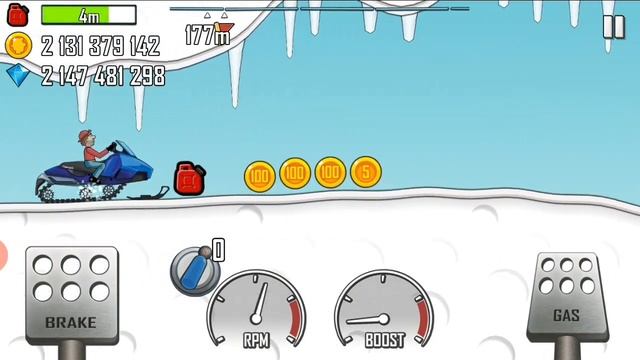 Поднимаемся на снежную гору на снегоходе смотреть онлайн