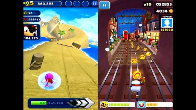 Sonic Dash VS Subway Surfers London Android iPad iOS Gameplay HD смотреть онлайн