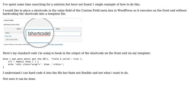 Wordpress: Execute/Parse Shortcode in Native WordPress Custom Field Value Field смотреть онлайн