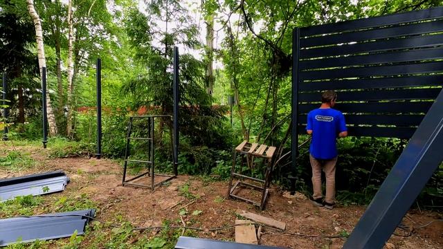Забор ранчо в цвете «Серый графит» (RAL 7024)