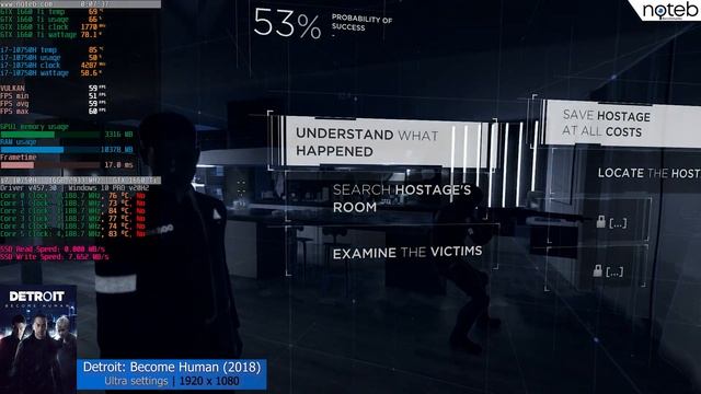 Detroit: Become Human - HP Omen 15 (2020) benchmark gameplay | GTX 1660 Ti + i7-10750H | смотреть онлайн