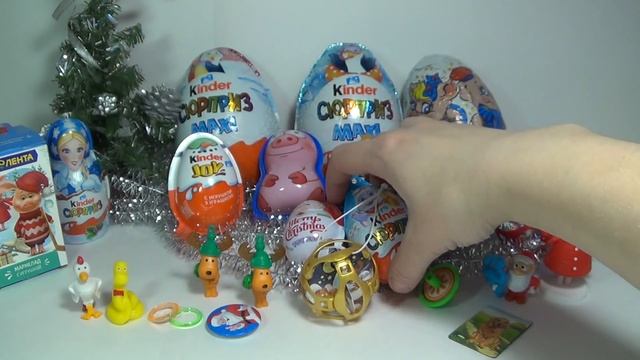 НОВОГОДНИЙ микс киндер макси MAXI забавный сюрприз СВИНКИ Unboxing marry christmas смотреть онлайн