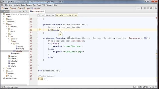 Создание собственного фреймворка. Обработка ошибок в PHP. Часть 1. Урок 14 смотреть онлайн