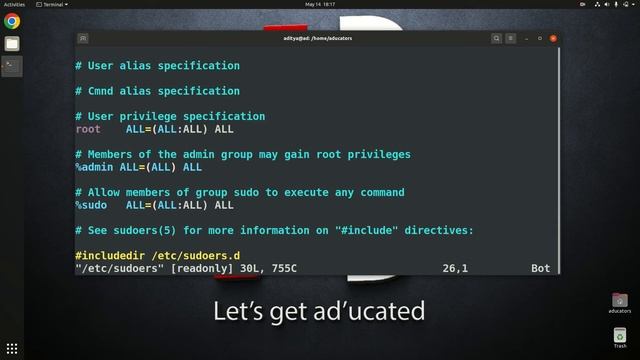 Give `sudo` privileges to Linux users | Not in sudoers file issue solved | aducators.in смотреть онлайн
