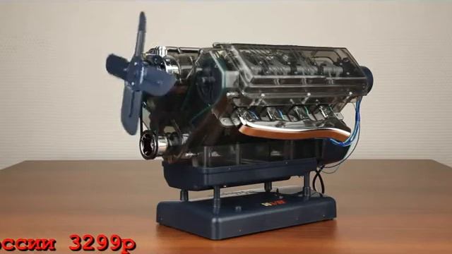 Конструктор ДВС V8, двигатель внутреннего сгорания, игрушка для детей, механика, физика. смотреть онлайн