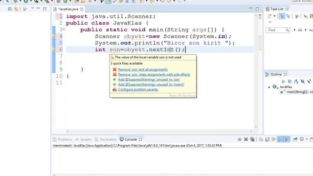 4. Java da dasturga ma'lumot kiritish смотреть онлайн