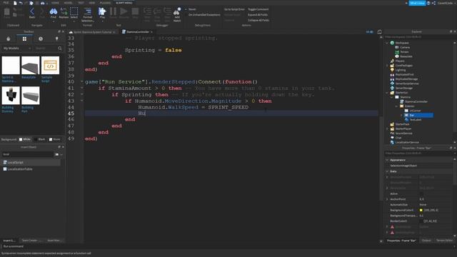 How to make a Sprint and Stamina System - Roblox Scripting Tutorial смотреть онлайн