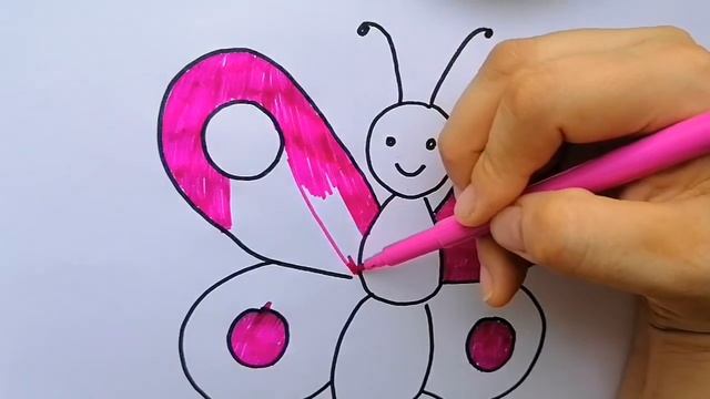 Как нарисовать бабочку. Раскраска для детей. смотреть онлайн