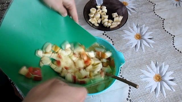 Пирог (запеканка) творожно - яблочно - банановый смотреть онлайн