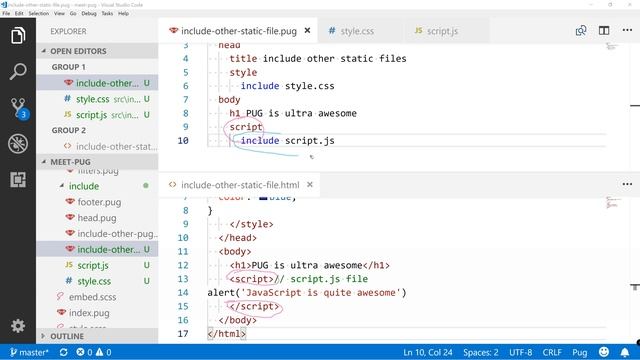 How to include static files in PUG - Meet Pug 16 смотреть онлайн