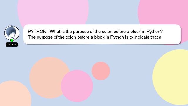 PYTHON : What is the purpose of the colon before a block in Python? смотреть онлайн