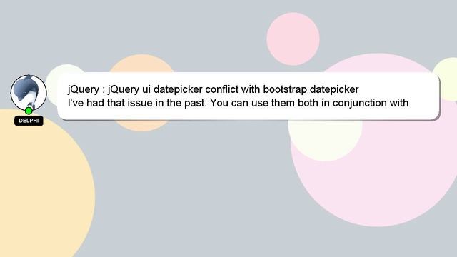 jQuery : jQuery ui datepicker conflict with bootstrap datepicker смотреть онлайн