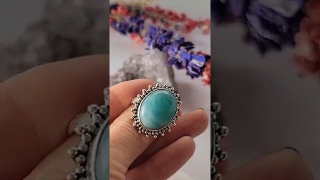 Oval Amazonite Silver Ring Size 10 смотреть онлайн