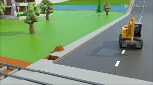 Эвакуатор и мини-экскаватор для детей | Строительство железнодорожного переезда