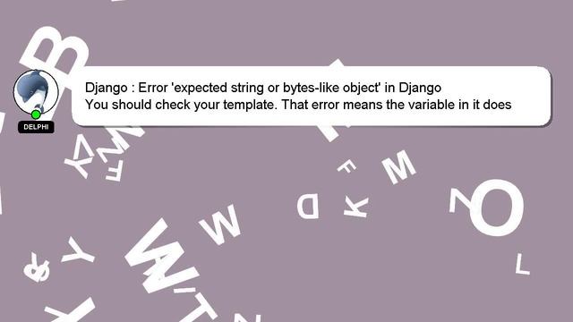 Django : Error 'expected string or bytes-like object' in Django смотреть онлайн