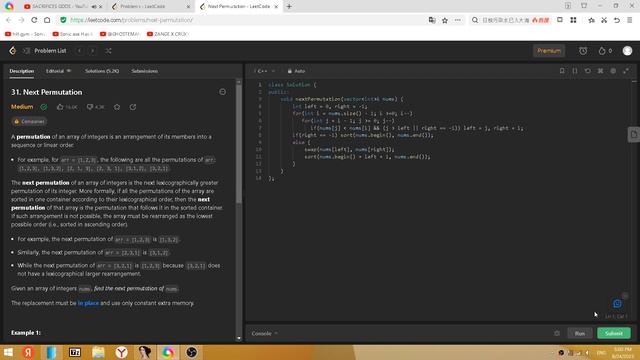 C++ leetcode 31. Next Permutation смотреть онлайн