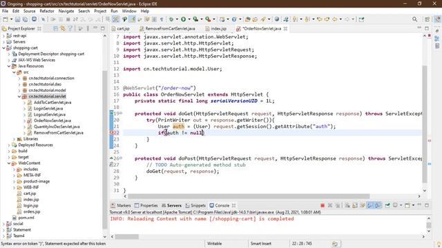 12. E-Commerce Shopping Cart Project Buy Now Function from the Shopping cart in JSP and Servlet-1 смотреть онлайн